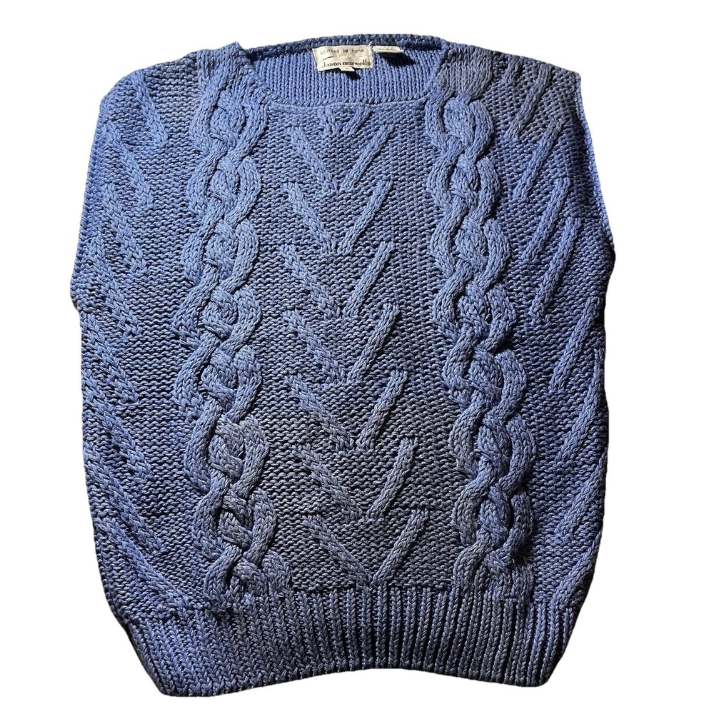 VTG‎ Cable Knit Sweater Vest M Chunky Preppy Academia Ivy League Fisherman